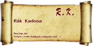 Rák Kadosa névjegykártya